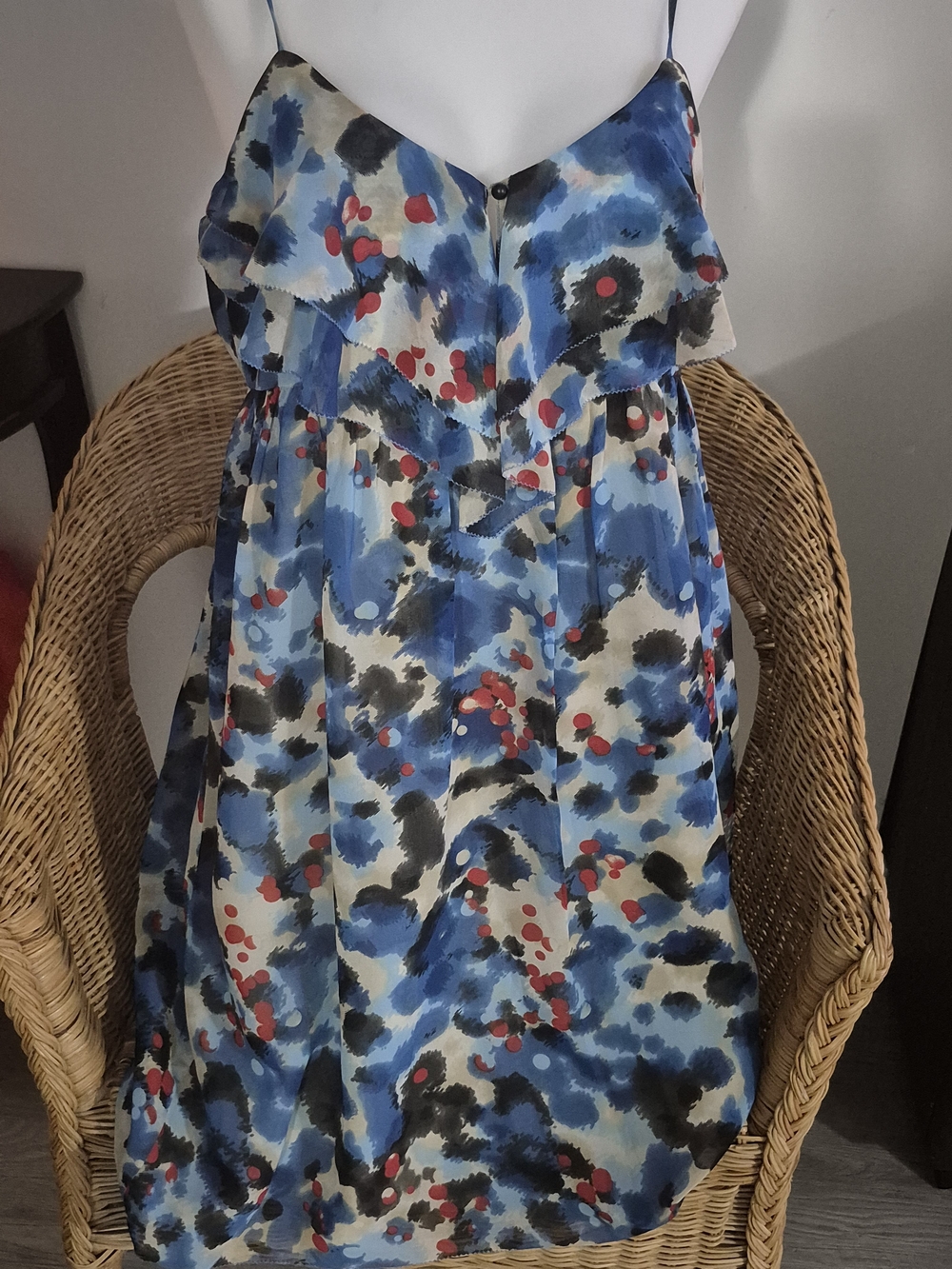 Blue Floral  Spaghetti Strap Dress
